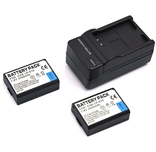 mondpalast@ 2X Reemplazo batería Li-ion type LP-E10 LPE10 2300mah + cargador para Canon EOS 1100D 1200D EOS Rebel T3 T5 Kiss X50