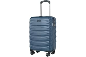 PUCCINI Polykarbonat resväska Valencia hårt skal handbagage vagn lätt resväska med tvillinghjul M-L-XL, Mörkblå, M, handbagag