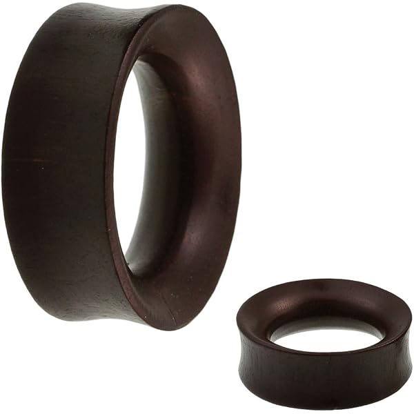 Tunnels D'Oreille (Ear Plugs) En Bois Naturel Noir - Pour Extension De Piercing, Taille 0g (8mm) à 1" (25mm) - 3