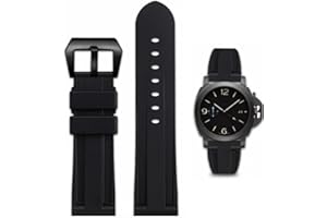 FOUUA Gummi Uhrenarmband Panerai Armband 22mm 24mm 26mm Uhrenarmband Wasserfest Gummi Silikon Gebürstete Edelstahl Silber Schnalle kompatibel mit Panerai Armband Unisex