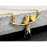 ♥ Zweisamkeit ♥ vergoldete Kette mit Rauchquarz