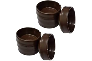 JUST PUDDING BASINS Brown Castor Cups 37mm Protect Wooden, Laminate, Tiled Floors and Carpets from Wheel Damage and Scratches caused by Chair, Bed, Sofa and Table Legs (8, Small)