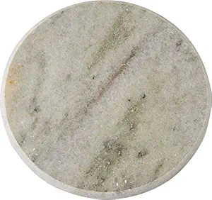 HANDCRAFTD White Marble Chakla Rolling Pin Board Roti Maker, 9 Inches Diameter