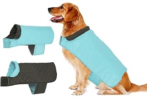 Sage Square Waterproof Reversible Double-Sided Dog Coat/Jacket Ultra Warm Windproof Winter Vest Thicker Fleece Jacket for Cold Weather (Light Blue) (Medium-20 inch)