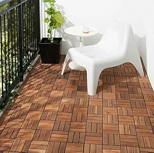 CuteWallDesigns Tiles for Floor I Wooden Flooring Deck Tiles for Balcony Decor I Garden D cor Outdoor + Indoor I Water Resistant (Teak Wood, Brown, 2 Pcs of 12