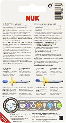 NUK Zahnpflege-Lernset, 2-teilig, Putzlernstift und Putztrainer inklusive Schutzring, optimale Vorbereitung aufs Zähneputzen, BPA-frei, 1 Set - 2