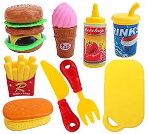 toyshine fast food party play fast food set pack of 18 piece pretend play food toy | best gifts food playset for boys girls kids-Plastic, Multi color