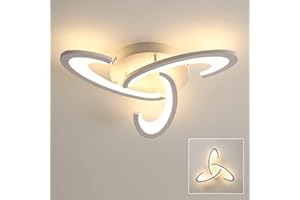 Osairous Lampadario da Soffitto, Plafoniera LED 36W 3240lm, Lampadario LED Design Trifoglio per Camera da Letto, Soggiorno, Sala da Pranzo, Acrilico Bianco, Luce Calda 3000K