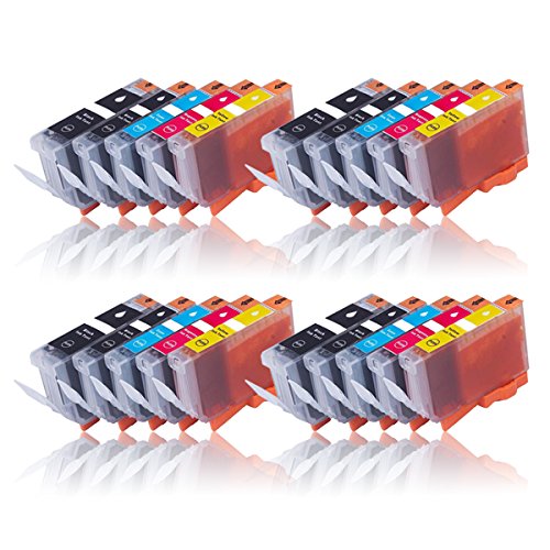 20 Druckerpatronen für CANON PIXMA IP4840 IP4850 IP4900 IP4950 IX6250 IX6550 MG5100 MG5140 MG5150 MG5200 MG5240 MG5250 MG5300 MG5340 MG5350 MX710 MX715 MX884 MX885 MX890 MX895 etc. mit Chip, kompatibel zu CANON PGI525 CLI526