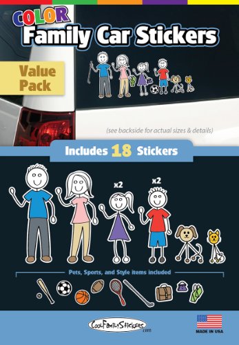 Color Cool Family Car Stickers - Compact Value Pack - contains 18 stickers