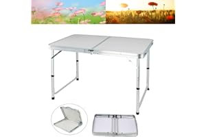 VICKYHOME Laptop Desk Bed Tray Table with Handle, Aluminium Foldable Portable Picnic Table, Notebook Stand Tablet Groove Reading for Couch Sofa Floor, Ideal for Outdoor Picnic Cooking,Garden Party Compact BBQ