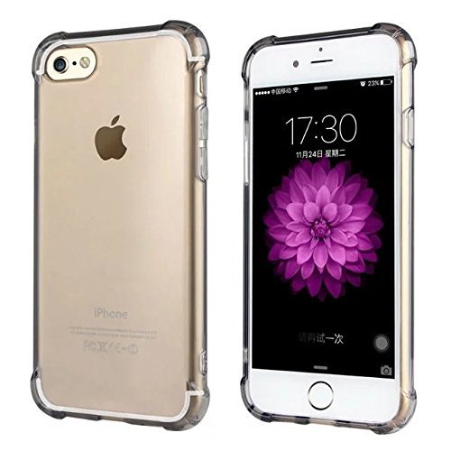 funda iphone 7 Gris [Refuerzos Laterales] [Liquid Crystal] [Silicona TPU Flexible] [Transparente] [Protección Grosor Fino]