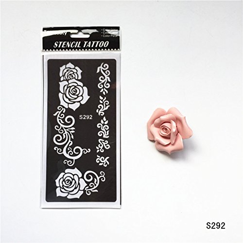STENCILS TEMPLATES TATTOO Mehndi Stencill Henna Designs - single use S292 - suitable for Henna Tattoo Glitter Tattoo and Airbrush Tattoo