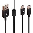Dual USB C Y Splitter Charging Cable, USB to Double Type C Jack Sync Data Charging Cable Cord for Cell Phones/Huawei/Samsung Galaxy/Pixel/LG/Tablets (30cm)