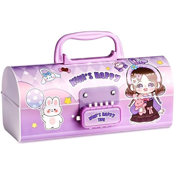 【 戦前の指人形 】　三匹の子ブタ　予備品・箱付　稀少 KNEWTEN Mini's Happy Pencil Box with Double Password Lock, Multi