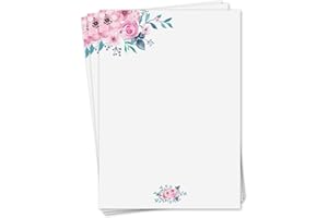 YOUNIKAT Juego de papel de carta flores-acuarela I 50 hojas papel con estampado en DIN A4 I vintage invitación carta I San Valentin boda amor primavera I dv_427