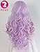 Produktbild RZWD Light Purple Wavy Wig for Girls Soft Synthetic Hair Lace Front Wigs Heat Resistant Half Hand Tied 24 inch