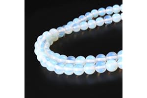 ASINGELOO Magnifiques perles en vrac rondes en opale blanche pour la fabrication de bijoux (8mm, opale blanche)