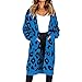 Produktbild BeautyTop Frauen Lang Leopardenprint Druck Strickjacke Langarmshirt Stricken Pullover Casual Oberteile Damen Mode Mantel Tops mit Tasche Elegant Oben