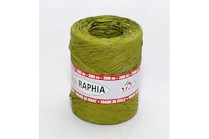 ARTE DEGLI ARGENTI Bobina Rotolo Rafia Raffia Polyrafia Sintetica Colore VERDE SALVIA R41 Altezza mm.15 Lunghezza Metri 200