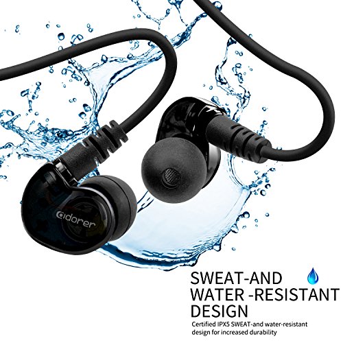 Adorer Auriculares deportivos con cable  RX6 Bajos Est  reo Auriculares con Micr  fono  reducci  n de ruido para iPhone  Android  3 5mm Jack - Negro