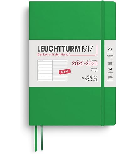 Leuchtturm1917 A5 Medium Weekly Planner 2025/2026(18 mnds) hardcover