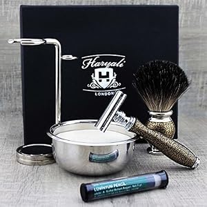 Haryali London Shaving Kit – 6 Pc Shaving Kit – Double Edge Safety Razor - Synthetic Hair Shaving Brush – Shaving Soap… - Image 3