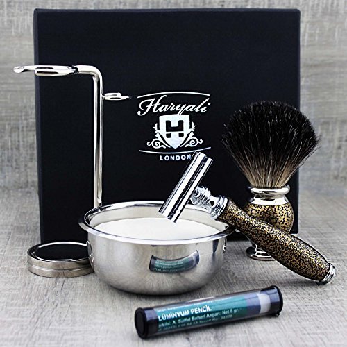 Haryali London Shaving Kit – 6 Pc Shaving Kit – Double Edge Safety Razor - Synthetic Hair Shaving Brush – Shaving Soap… - Image 3