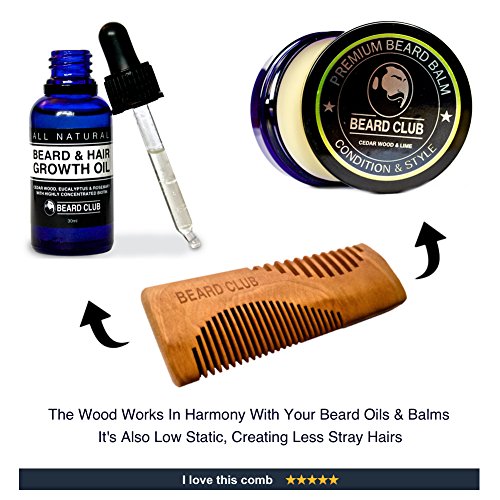 Luxuriöser hölzerner Bartkamm | Beard Club | Der beste Bart- & Schnurrbartkamm für Männer | Zweifach verwendbare Zinken | Ein toller Taschenkamm | handgefertigt in bester Qualität - 5