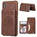Produktbild Schutzhülle iPhone X XS Leder Handy Hülle Flip Brieftasche Slim Case Backcover Schale mit Standkuntion Kredit Karten Fach Geldbörse Geldklammer Lederhülle Design Mandala für iPhone X und XS, Coffe