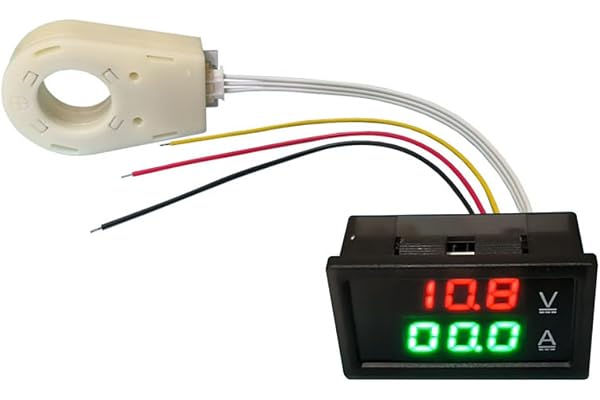Enwye DC Volt Amperemeter Amperemeter, DC 5-100V 100A Dubbel Display Ström Spänningsmätare med Halleffektsensor Transformator