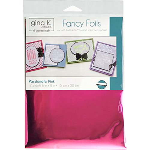 Gina K Designsfor Therm O Web Fancy Foils, 6" x 8" Sheets, Passionate Pink 12 Count