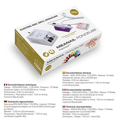 MEANAIL PARIS Elektrisches Nagelfräser-Set für Maniküre & Pediküre – elektrische Nagelfeile – Für perfekte Nägel wie im Nagelstudio – 100% DIY zuhause! – Sehr hohe Leistungsstärke – 6-teiliges Diamantfräser-Set + Schleifhülsen - 3