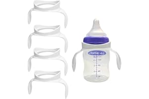 ROMIRUS Baby Bottle Handles Compatible with Lansinoh Baby Bottles, for Ergonomic Lansinoh Bottle Holder for Newborn, 4 Pack (White)