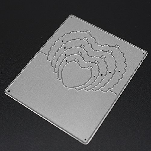 Amazingdeal365 5 PCS Herz Metall Form Schablonen Schneiden DIY Dekor Sammelalbum Karten Buchzeichen Lesezeichen als Geschenk für Freunde Geburtstag Kinder,Kindergarten Hobby Schule Handarbeit Unterricht usw. Ein tolles Geschenk! - 7