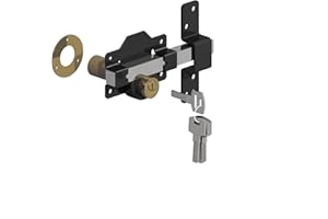 GATEMATE® Premium Long Throw Lock - Double Locking, Stainless Steel/Black, 2" (50mm)