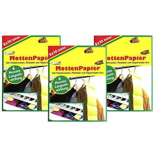 com-four® 60x Moth paper for the wardrobe - Moth trap against clothes moths - Moth stop for hanging - Moth repellent for the wardrobe - Moth killers (60 sheets of moth paper)