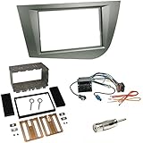 seat leon radio code verloren  Einbauset : Autoradio Doppel 2-DIN Blende Radioblende grau / anthrazit + Quadlock - ISO Radio Adapter Adapterkabel mit Fakra Phantomseinspeisung + Antennenadapter für Seat Leon (1P/1PN) 09/2005 - 2010