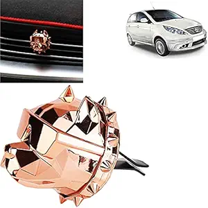 Car Aromatherapy Essential Oil Diffuser Bulldog Shape Car Air Freshener Perfume Clip Stainless Steel Locket with Vent Clip( Rose Gold) For Indica Vista