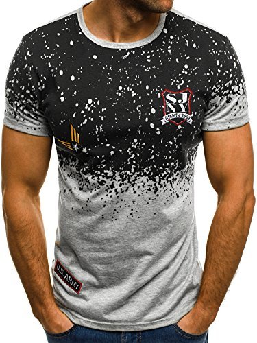 OZONEE Mix Herren T-Shirt mit Motiv Kurzarm Rundhals Figurbetont JS/SS252 Grau M OZONEE Mix Herren T-Shirt mit Motiv Kurzarm Rundhals Figurbetont JS/SS252 Grau M