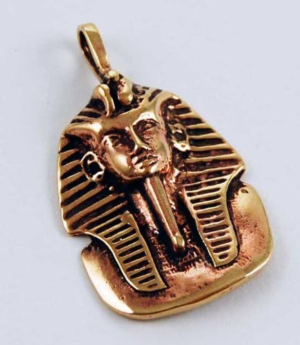 Egyptian Inspiration EGYPTIAN PHARAOH MASK BRONZE PENDANT 4cms WITH LEATHER NECKLACE & GIFT BOX