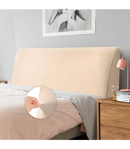 Duories - Fodera per testiera per letto, elasticizzata, per camera da letto, per testiera imbottita, rivestimento testiera, copri testiera, 130 - 170 cm, colore bianco