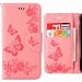 Produktbild Handyhülle Sony Xperia E5 Hülle Tasche, Ougger Butterfly Veins Beutel BriefHülle Tasche Bumper Schale Schutzhülle PU Leder Weich Magnetisch Stehen Silikon Haut Flip Case Cover mit Kartenslot (Light Pink)