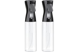 pinci Continuous Spray Bottles for Hair (200ml/6.8oz 2pack), Reusable Ultra-Fine Continuous Sprayer for Salon, Hairstyling, Plant Watering, Cleaning, Spraying And Skin Care (Black)
