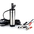 Azonee 12V Submersible Diesel Fuel Pump with Filter Mesh and 3M Hose Electric Syphon Pump for Car Truck Camper Caravan Motorhome Boat Mini Water Transfer Pump (12V Clip-3M)
