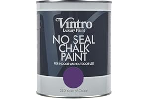 VINTRO PAINT Vintro | No Seal Chalk Paint | Purple | Interior & Exterior Use | Furniture | Walls | Wood | Metal | 1 Litre (Royal Purple)