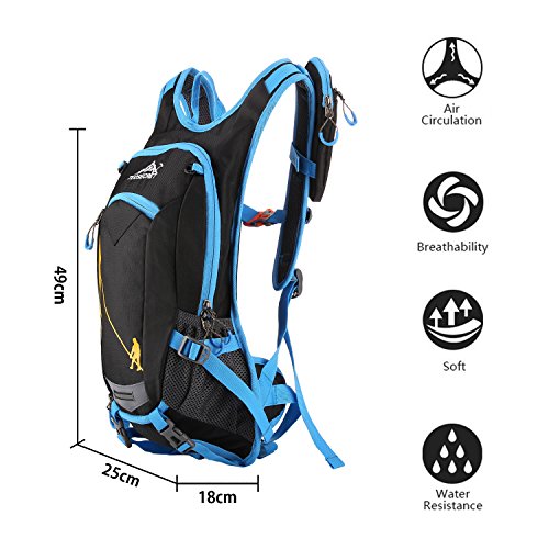 Diswoe Bike Backpack 18L Bicycle Shoulder Rucksack Waterproof Breathable with Rain Cover for Riding Hiking Climbing
