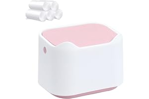 Everesta Kids Trash Bin 2.5L Small Waste Paper Bin with Lid & Bin Bags for Home Bedroom Table Top Mini (White - Pink)