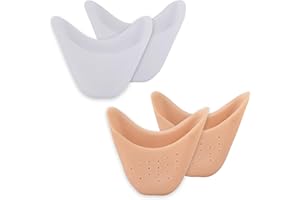 CLEMINSTA 2 Paare Zehenschutz Silikon,Soft Gel Zehenkappen Zehenschoner Ballett Spitzenschoner Metatarsal Pads Schutz Für Spitzenschuhe Ballettschuhe High Heel Pumps (1 Paar Haut und 1 Paar weiße, M)