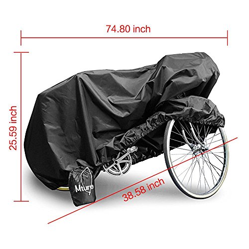 Mture Fahrradabdeckung, Wasserdichter Fahrradgarage Fahrradschutzhülle Universal Fahrrad Gewebeplane Regenschutz Schutzbezug 190x65x98CM – Schwarz - 7